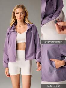 OutZeal Women Sun-Proof Jacket Gym Workout UV Protection Hood Outdoor Tops - Purple - View 4