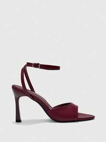 CUCCOO BIZCHIC Simple Round Toe With Stiletto Sandals, High Heels For Workplace Commuting Temperament Summer - Bang Yi burgundy - View 2