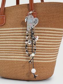 ROMWE Kawaii 1 Piece Spring Summer Dopamine Style Colorful Beaded Bag Keychain Pendant, Woven Rope Bag Charm, DIY Hanging Ornament - Color A - View 6