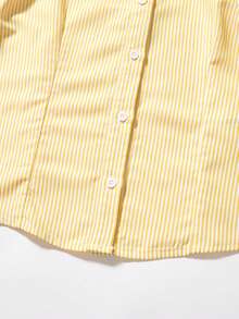 Tween Girls Tween Girl Yellow & White Striped Long Sleeve Blouse - Yellow - View 5