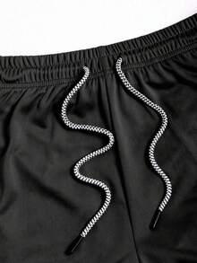 Gym Rark Men's Casual Letter Print Drawstring Waist Pocket Sports Shorts, Gym, Holiday - Black - View 3