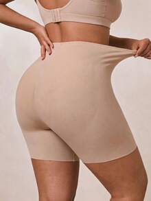 SHEIN BAE CURVE Moldeador corporal sin costuras de cintura alta para talla grande - Albaricoque - Ver 2