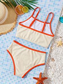 SHEIN Young Girl 3pcs Ditsy Floral Camisole Swimwear Top And Shorts Set - Multicolor - View 2