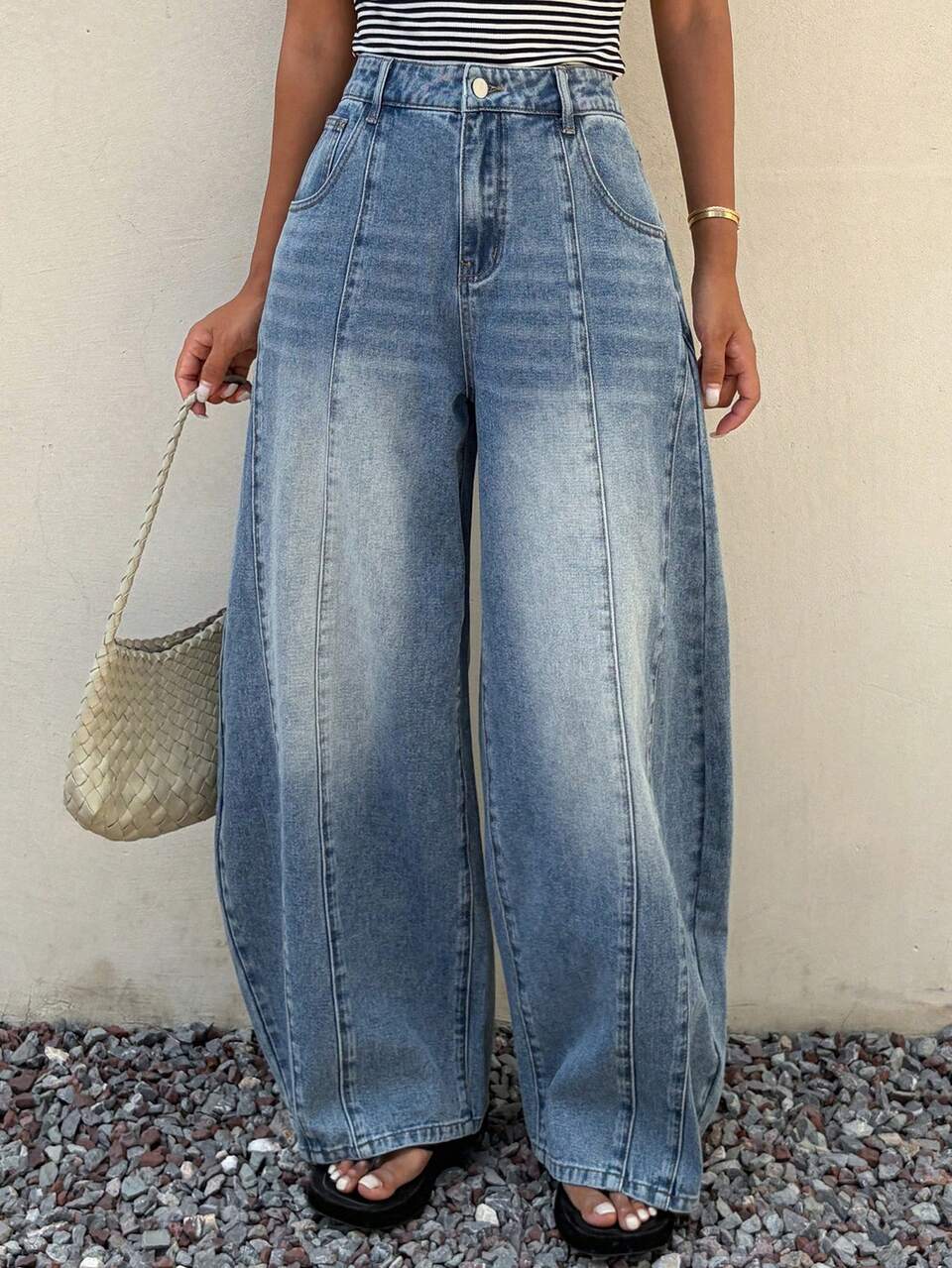 Women's Distressed Washed Faded Casual Streetwear Daily Commute Curved Leg Jeans Summer