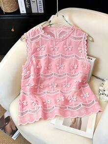 GlowEve Women's Vacation Embroidered Decor Hollow-Out Fashion Blouse - Pink - View 5