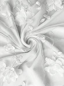 Selianne 女士纯色3D立体花卉拼接优雅浪漫连衣裙，适合约会、下午茶、毕业典礼、度假等场合穿着。 - 白色 - 查看 7