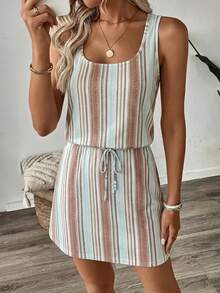 SHEIN LUNE 女款休閒印花短洋裝，適合春夏季 - 彩色 - 查看 4