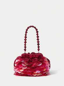 SHECARRY Bolso de mano con cordón y brillo para uso diario de moda para mujer - Burdeos - View 7