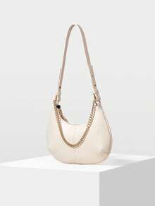MOTF BOLSO DE HOMBRO PARA MUJER MARRÓN RETRO, DECORACIÓN EXQUISITA CON CADENA - Beis - Ver 2
