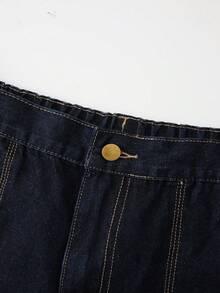 GlowEve CURVE Plus Size Women's Solid Color Washed Denim Shorts, Spring/Summer - Black - View 8