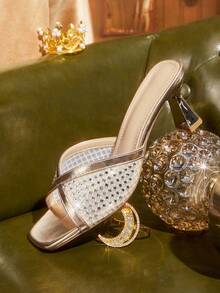 CUCCOO TILAWA Women's Lace Fashion Daily Trip Slippers Champagne High Heel Sandals Summer - Champagne - View 7