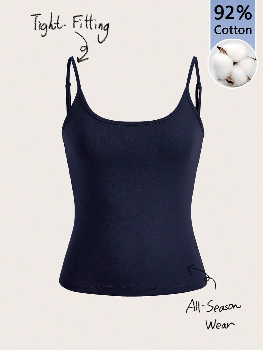 Tseoso Women Simple Solid Color Cami Top - Dusty Blue - View 1