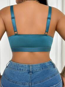 DesireSculpt 1 buah Bra Tanpa Kawat Model Silang untuk Wanita Ukuran Plus - Royal Blue - View 2