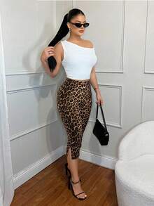 SHEIN SXY Quần legging nữ 7/8 xẻ hông gợi cảm phong cách thường ngày, trang phục thường ngày cho nữ - Nhiều màu - Xem 6