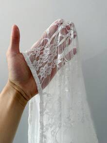 GalTyme 大尺碼女款夏季海灘度假透視蕾絲前綁短版上衣 - 白色 - 查看 7