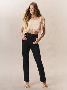 Willow Rêve Jeans casuales y versátiles para ir al trabajo de las mujeres - Azul lavado oscuro - Ver 3