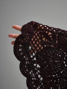 LYSMO Áo vest len không tay màu đen khoét rỗng gợi cảm dành cho nữ - Màu xanh Ô liu - Xem 8