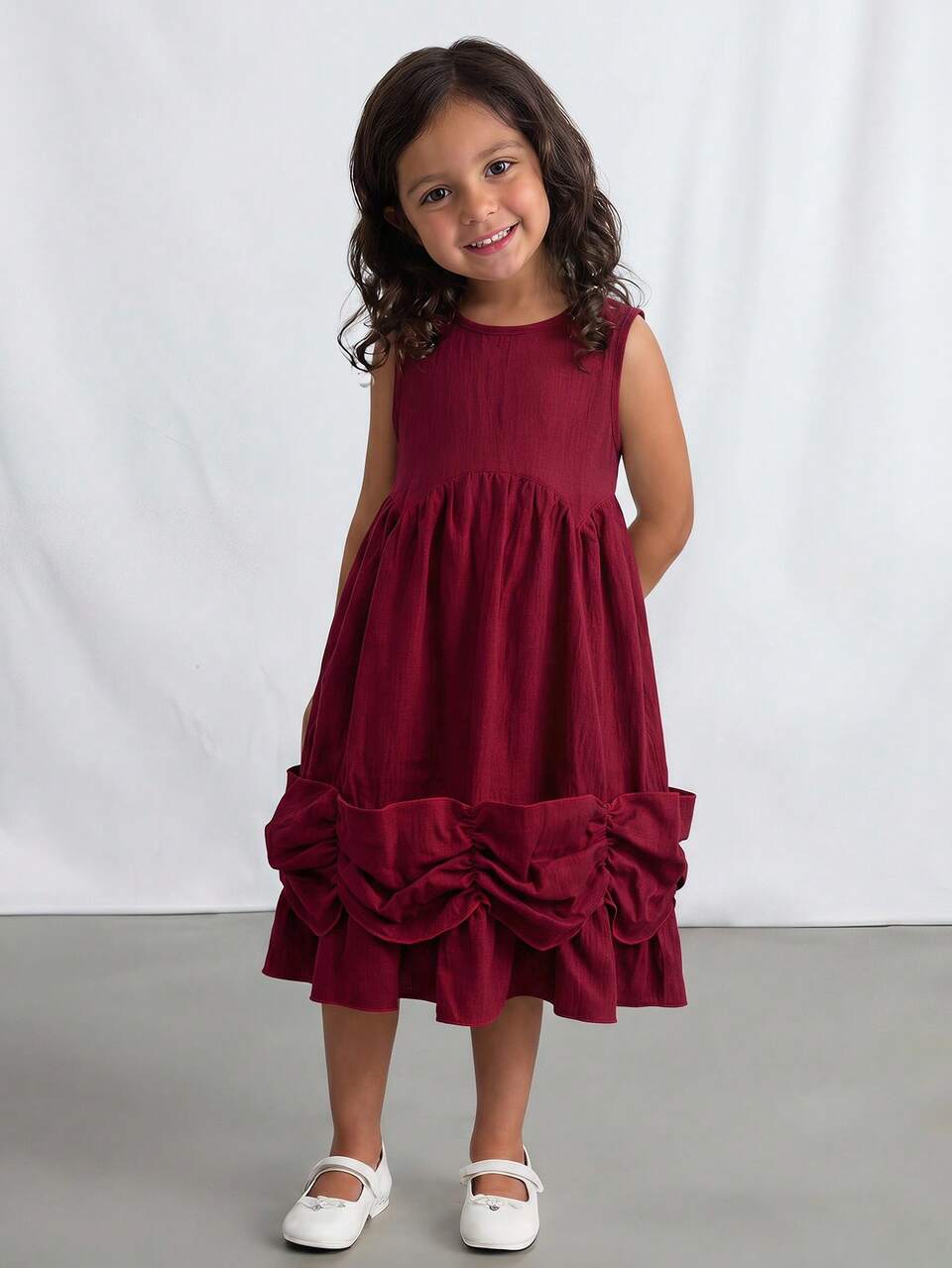 Sleeveless Round Neck Dress Design Young Girls Dress Vacation Summer
