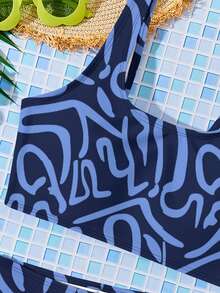Tween Girls Allover Print Tankini Swimwear Set, Suitable For Summer - Multicolor - View 6