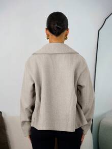 SAYEHFBABY 女士前扣长袖休闲夹克，日常穿着 - 淺灰色 - 查看 2