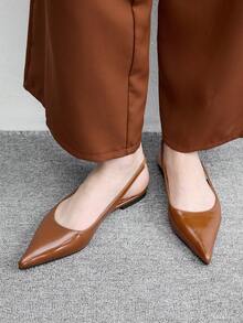 CUCCOO BIZCHIC 女鞋 春夏秋尖頭低楦平底黃棕色油皮辦公通勤女鞋 - 黃棕色 - 查看 4
