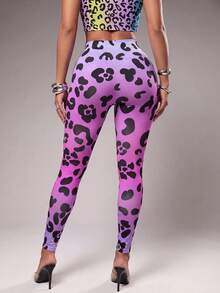 Radiana Women's Leopard Print 7/8 Length Leggings Yoga Fitness Outdoor Lifestyle Casual Sports, Running Workout, Gym - Black - View 3