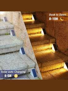 6PCS Luces de Escalera Alimentadas por Energía Solar, Luces de Escalera LED Solares Impermeables para Exteriores, Luces Decorativas Alimentadas por Energía Solar, Adecuadas para Escaleras de Jardín, Patio, Terraza, Escalones Delanteros, Camino, Entrada, Porche y Decoración de Iluminación Exterior de Patio - Multicolor - Ver 8