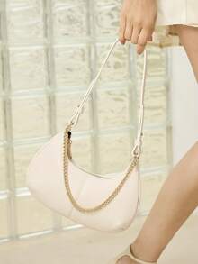 MOTF BOLSO DE HOMBRO PARA MUJER MARRÓN RETRO, DECORACIÓN EXQUISITA CON CADENA - Beis - Ver 8