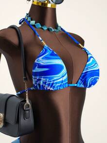Swim SXY Damen 3-teiliger eleganter Badeanzug mit zufälligem Stoffdruck - Verschiedenfarbig - Übersicht 6