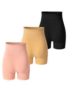 Moonlight&Mama 3pcs/Set Maternity Seamless Solid Color Comfortable Minimalist High Waist Briefs - Multicolor - View 2