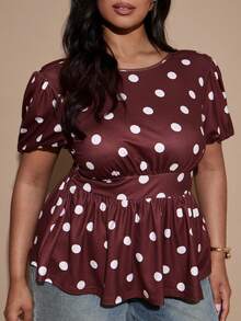SHEIN BAE CURVE 大尺碼女款波點露背短版上衣 - 彩色 - 查看 4