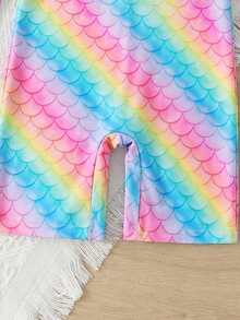 Young Girls One-Piece Swimsuit With Zipper,Rainbow Gradient Pattern,Pink Long Sleeves,Modest Conservative Shorts,Summer Beach Swimming Pool Surfing - Multicolor - View 4