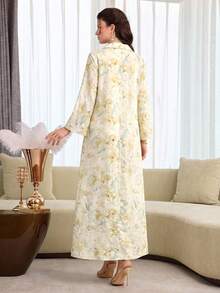 Yasmyna Camisa estampada multicolor con cuello de solapa y botones delanteros - Amarillo - Ver 5