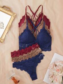 SHEIN 6件組性感舒適蕾絲內衣套裝 - 彩色 - 查看 6
