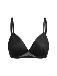 DesireSculpt Sujetador elegante de unicolor con aplicaciones de encaje - Negro - Ver 5