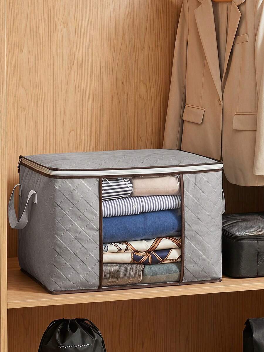 1 buah Tas Penyimpanan Selimut Kain Non-Woven Kapasitas Besar, Cocok untuk Penyimpanan & Pengorganisasian Musiman, Dekorasi, Dekorasi Musim Gugur, Dekorasi Liburan, Dekorasi Ruangan, Dekorasi Rumah, Dekorasi Kamar Tidur - Warna Padat - View 1