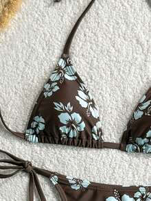 Soleia Summer New Beach Vacation Party Afternoon Tea Floral Print Micro Triangle Side Ruched 3-Piece Swimwear Set For Women, Floral Print Bikini Swimwear. Search: Polka Dot Bikini, Polka Dot Swimwear - Multicolor - View 3