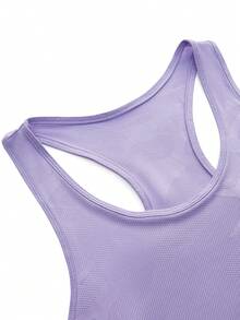 SHEIN Cheerettes 女款休閒健身運動露背背心上衣 - 紫色 - 查看 9