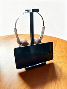 1Pc Multifunctional Headphone Stand, Detachable Desktop Hanger Holder Universal For Phone And Tablet, Display Storage Rack For Dormitory Office Computer Desk - Black - View 4