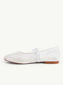 CUCCOO CHICEST French Girl Heart Mesh Shoes Women's Summer Breathable Square Toe Flats - White - View 6