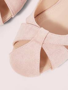 CUCCOO DOLLMOD Women's Shoes Fashionable Pink Suede Texture, Round Toe Hollow Metal Buckle Rear Strap Casual Comfortable Breathable Versatile Slingback Roman Shoes Sandals - Pink - View 5