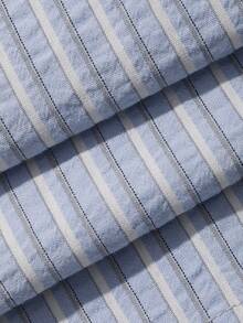 DAZY Women's Striped Long Sleeve Button-Up Shirt And Pants Pajama Set - Blue - View 8