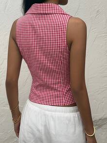 CovetEZ Áo blouse nữ không tay dáng ôm họa tiết kẻ caro Dopamine, áo sơ mi nữ cổ bẻ hở trước không tay mùa hè, phù hợp đi làm hàng ngày, hẹn hò, tụ tập, Thu/Đông/Hè, Giáng sinh, Năm mới, Lễ Tạ ơn, tiệc, đám cưới, bãi biển, lễ tốt nghiệp, thời trang, thanh lịch, thường ngày, dạo phố, hẹn hò, đặt chỗ, đi làm, bóng loáng, Lễ Tình nhân, thanh lịch, kỳ nghỉ, thường ngày, Y2K, dạo phố, lễ tốt nghiệp, v.v. - Nhiều màu - Xem 2