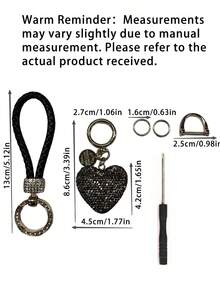 Valentine's Day Gift Heart-Shaped Keychain, Wristlet Sparkling Keychain, Women's Keychain, Car Key, Wallet Charm, Handbag, Backpack Accessory, Engagement, Wedding, Birthday Party Gift - multicolor - View 5