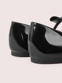 CUCCOO DOLLMOD Women's Shoes, Black And White Contrasting Glossy Texture, Bow Ballet Flats, Round Toe Comfortable Mary Jane Shoes, Soft Foot Flat Shoes For Daily Wedding Parties - Black and White - View 6