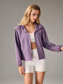 OutZeal Women Sun-Proof Jacket Gym Workout UV Protection Hood Outdoor Tops - Purple - View 8