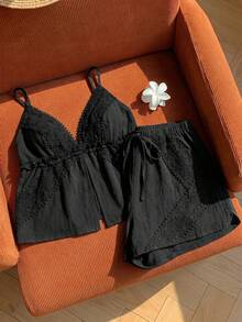Conjunto casual de 2 piezas azul marino para mujer - Negro - Ver 8