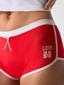 Loungeista Women's Casual Simple Style Knit Boyshort Panties - Red - View 6