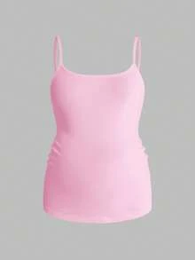 Modmama Camiseta ajustada casual de maternidad para el verano - Rosa - Ver 9