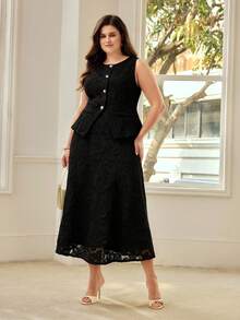 MOTF PREMIUM PLUS SIZE WOMEN ELEGANT LACE FRENCH NICHE DESIGN TOP - Black - View 7